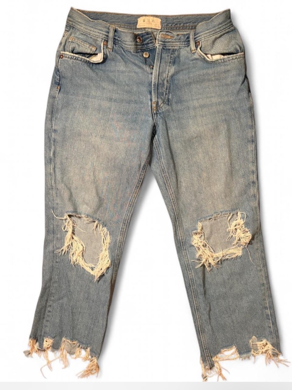 Free People We The Free Maggie Distressed Mid Rise Straight Jeans Raw Hem 28 - Picture 4 of 6